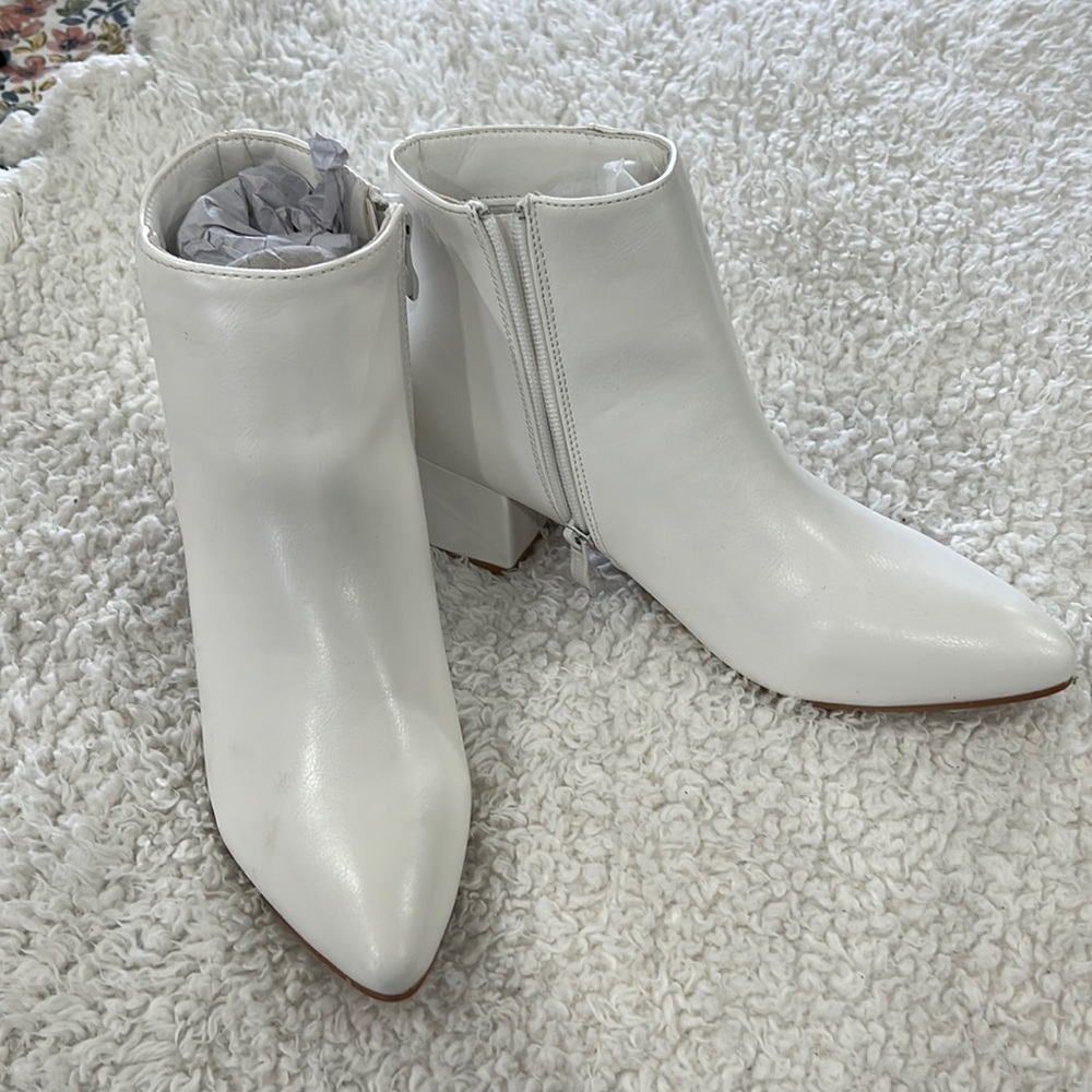New white ankle boots